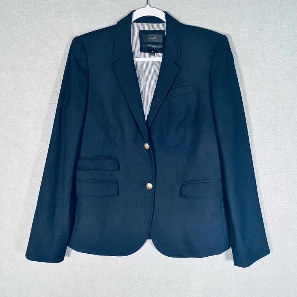 J Crew Schoolboy Blazer Womens 10 Blue Wool Blend Jacket Academia